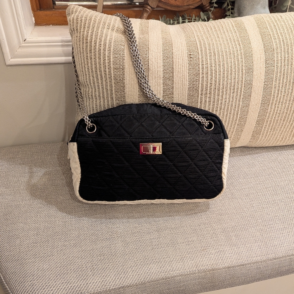 Authentic Chanel Black Off White Colorblock Reissue Mademoiselle Camera Bag Rare